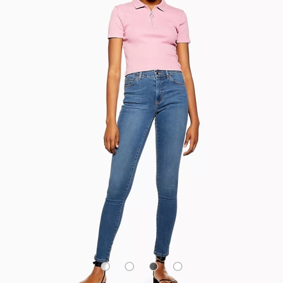 Topshop Leigh Jeans Mid Blue - Picture 2 of 7